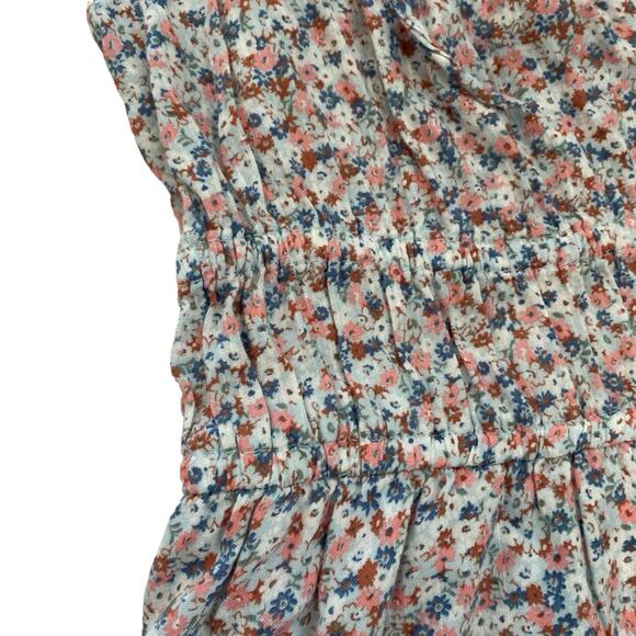 Gap Sleeveless Smocked Tie Neck Mini Dress Blue Ditsy Floral - Picture 5 of 11